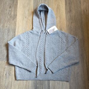 Cozy Gray Cable Knit Hoodie Sweater